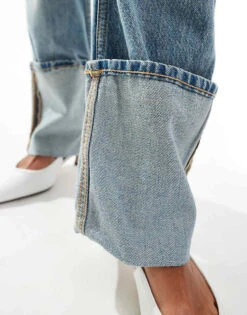 Mango Turn Up Straight Leg Jeans In Blue For Women -Mango Sales 207109721 3