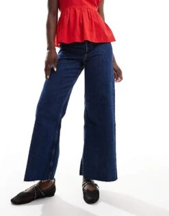 Mango Wide Leg Jeans In Dark Blue For Women