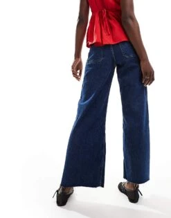 Mango Wide Leg Jeans In Dark Blue For Women -Mango Sales 207109753 4