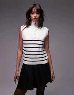 Mango Sleeveless Half Zip Jumper In White For Women -Mango Sales 207118277 1 white 1