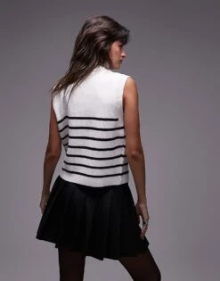 Mango Sleeveless Half Zip Jumper In White For Women -Mango Sales 207118277 4