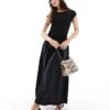 Mango Drop Waist Midi T-shirt Dress In Black For Women