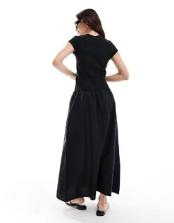 Mango Drop Waist Midi T-shirt Dress In Black For Women -Mango Sales 207136740 3