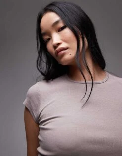 Mango Ribbed Baby Tee In Beige For Women -Mango Sales 207136742 1 beige 1