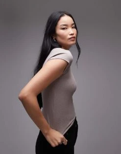 Mango Ribbed Baby Tee In Beige For Women -Mango Sales 207136742 4