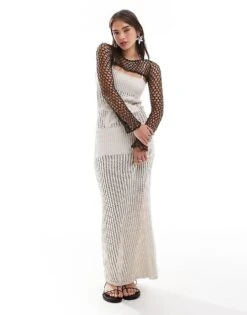 Mango X Siedres Cropped Crochet Disc Detail Long Sleeve Top In Black For Women -Mango Sales 207144415 3