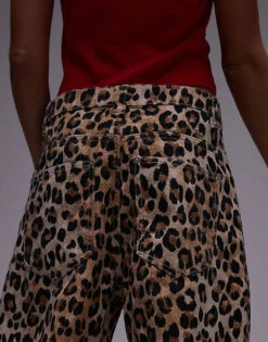 Mango Oversized Straight Leg Leopard Print Jeans In Brown For Women -Mango Sales 207213172 4