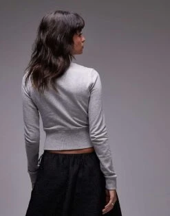 Mango Aysmmetric Zip High Neck Jumper In Grey For Women -Mango Sales 207213187 4