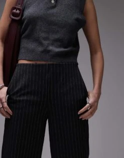 Mango Pinstripe Straight Leg Trouser In Grey For Women -Mango Sales 207213202 5