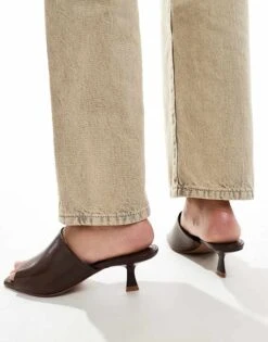 Mango Square Toe Mules In Dark Brown For Women -Mango Sales 207251398 3