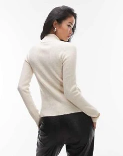 Mango Half Zip Slim Jumper In White For Women 8 Mango Half Zip Slim Jumper In White For Women -Mango Sales 207261871 4