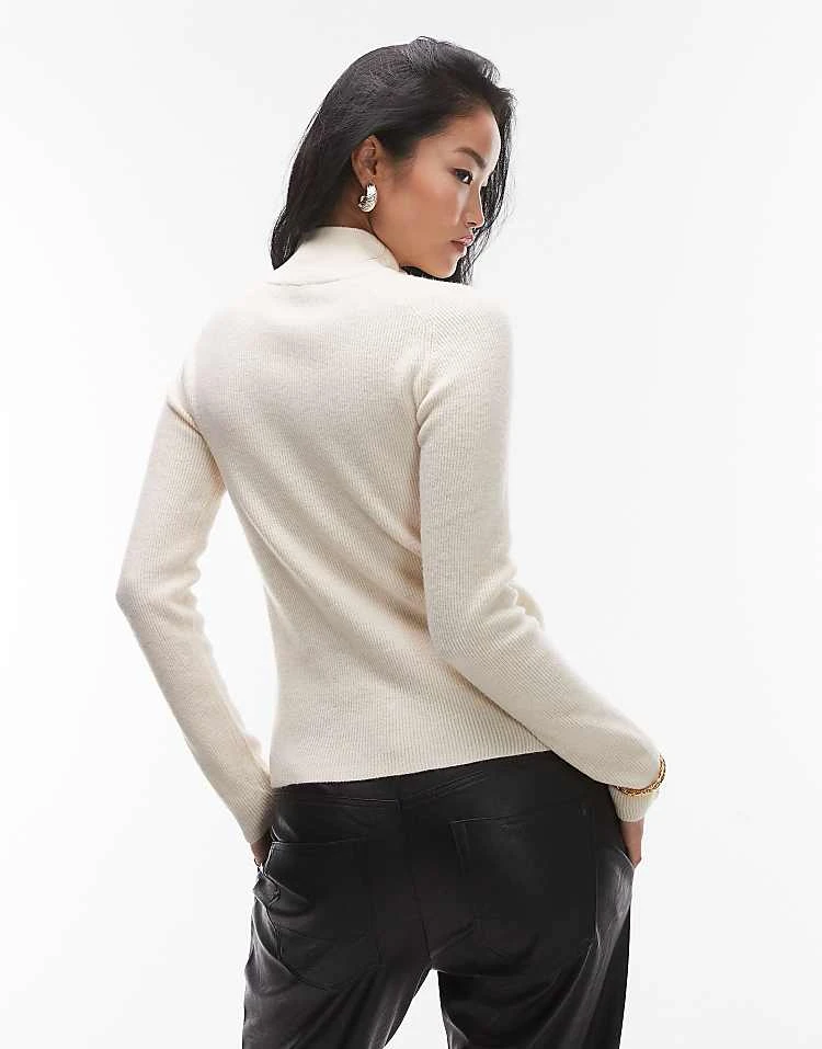 Mango Half Zip Slim Jumper In White For Women 4 Mango Half Zip Slim Jumper In White For Women - Image 4