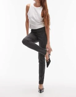 Mango Slim Fit Pinstripe Trouser In Grey For Women -Mango Sales 207261882 5