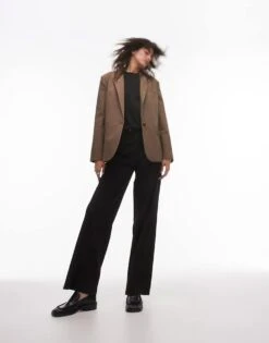 Mango Single Breasted Blazer In Brown For Women