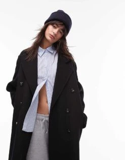 Mango Double Breasted Maxi Coat In Black For Women -Mango Sales 207261905 3