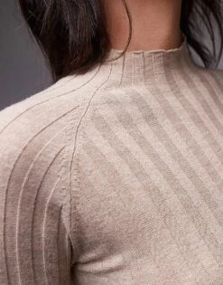 Mango High Neck Ribbed Knitted Top In Beige For Women -Mango Sales 207261939 4