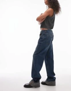 Mango Straight Leg Turn Up Jean In Dark Blue For Women -Mango Sales 207261965 3