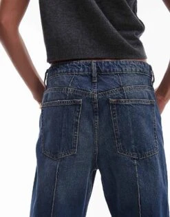 Mango Straight Leg Turn Up Jean In Dark Blue For Women -Mango Sales 207261965 4