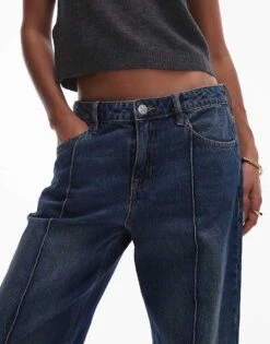 Mango Straight Leg Turn Up Jean In Dark Blue For Women -Mango Sales 207261965 5