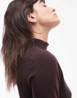 Mango Short Sleeve Wool Mix Knitted Top In Dark Brown For Women Black -Mango Sales 207261984 3