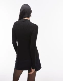 Mango High Neck Ribbed Knitted Top In Black For Women -Mango Sales 207262010 4
