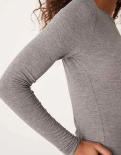 Mango Slim Fit Long Sleeve Top In Grey For Women -Mango Sales 207262042 4