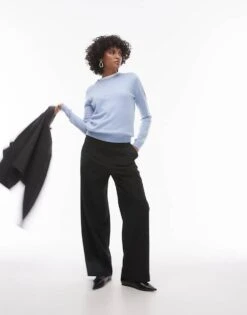 Mango Cashmere Round Neck Jumper In Light Blue For Women -Mango Sales 207262164 3