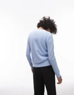 Mango Cashmere Round Neck Jumper In Light Blue For Women -Mango Sales 207262164 4