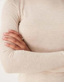 Mango Slim Fit Long Sleeve Top In Light Beige For Women -Mango Sales 207262194 3