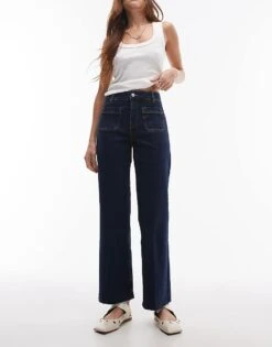 Mango Flared Front Pocket Detail Jeans In Blue For Women -Mango Sales 207262201 1 blue 1