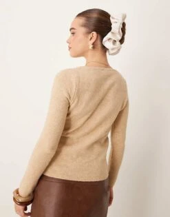 Mango Lightweight High Boat Neck Jumper In Beige For Women -Mango Sales 207262214 3