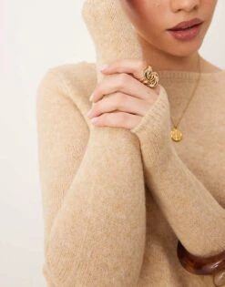 Mango Lightweight High Boat Neck Jumper In Beige For Women -Mango Sales 207262214 4