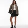 Mango Felted Bomber Jacket In Khaki For Women
