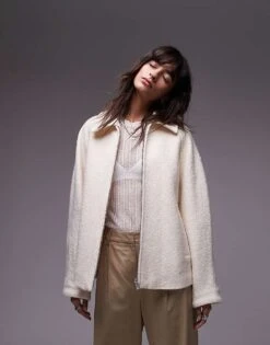 Mango Felted Bomber Jacket In White For Women