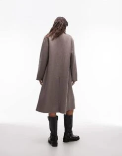 Mango Double Breasted Longline Wool Coat In Brown For Women -Mango Sales 207262298 3