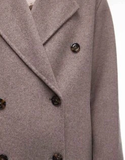 Mango Double Breasted Longline Wool Coat In Brown For Women -Mango Sales 207262298 4