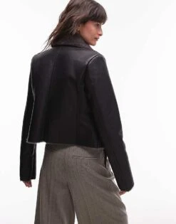 Mango Shearling Aviator Jacket In Black For Women -Mango Sales 207262305 4