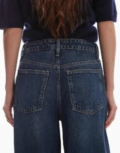 Mango Medium Waist Barrel Leg Jean In Dark Blue For Women -Mango Sales 207262318 4