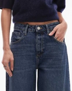 Mango Medium Waist Barrel Leg Jean In Dark Blue For Women -Mango Sales 207262318 5
