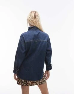 Mango Relaxed Fit Denim Shirt In Dark Blue For Women -Mango Sales 207262326 4