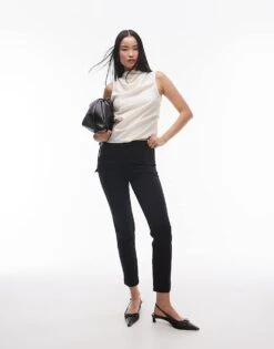 Mango Slim Fit Ankle Length Trousers In Black For Women -Mango Sales 207262350 1 black 1