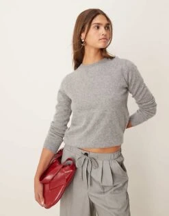 Mango Cashmere Round Neck Jumper In Grey For Women -Mango Sales 207262372 1 grey 1
