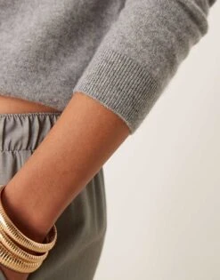 Mango Cashmere Round Neck Jumper In Grey For Women -Mango Sales 207262372 3