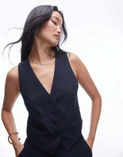 Mango Suit Waistcoat Co-ord In Navy For Women