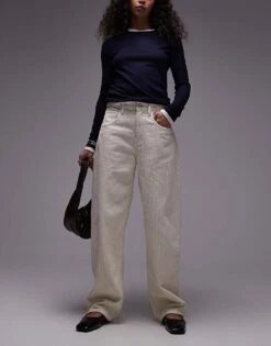 Mango Cord Barrel Leg Jeans In White For Women
