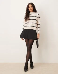 Mango High Neck Stripe Soft Jumper In Brown For Women -Mango Sales 207262424 4