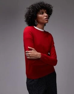 Mango Cashmere Round Neck Jumper In Red For Women -Mango Sales 207262491 3