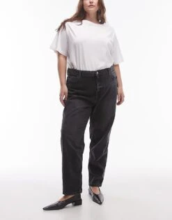 Mango Curve Mom Jeans In Black For Women