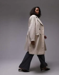 Mango Curve Double Breasted Wool Coat In Light Brown For Women -Mango Sales 207268629 1 lightbrown 1