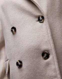 Mango Curve Double Breasted Wool Coat In Light Brown For Women -Mango Sales 207268629 4